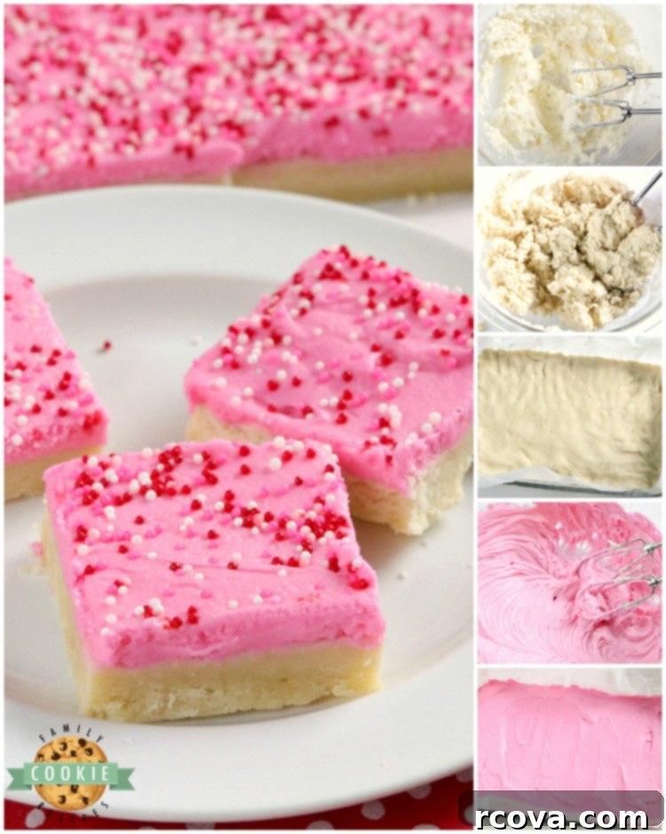Delicious Sugar Cookie Bars 5 A visual guide showing the steps for making sugar cookie bars, from mixing ingredients to pressing dough into a pan.
