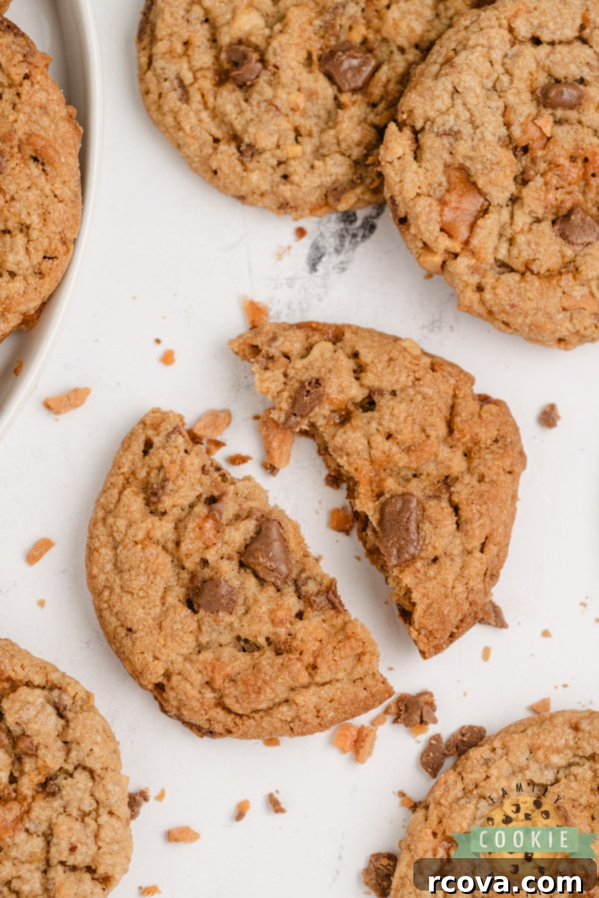 Butterfinger Peanut Butter Crunch Cookies 9 Peanut butter cookie with Butterfinger chunks.