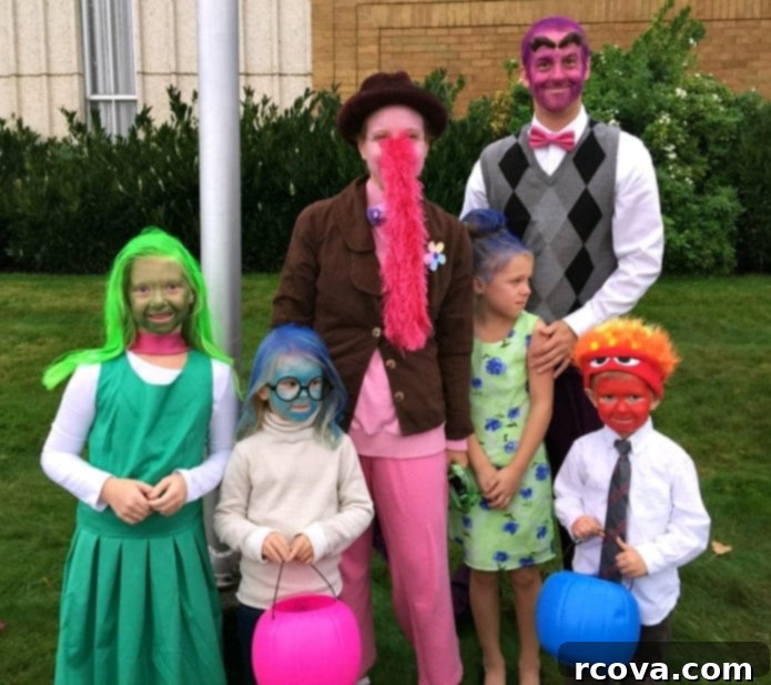 Salty Sweet Cookie Crunch 15 Family dressed in Inside Out Halloween costumes