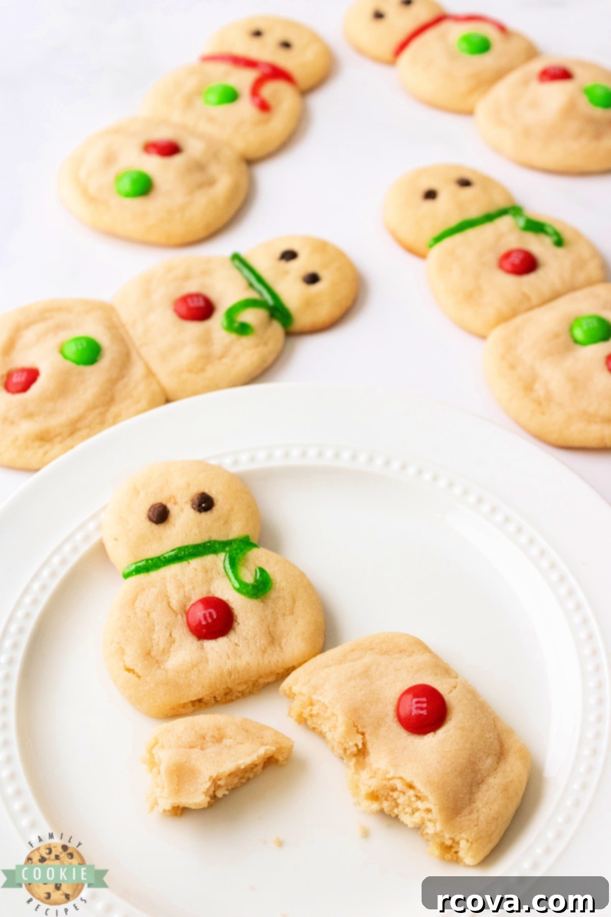 Sweet Snowman Delights 13 Close-up of a decorated snowman sugar cookie, ready for holiday festivities.