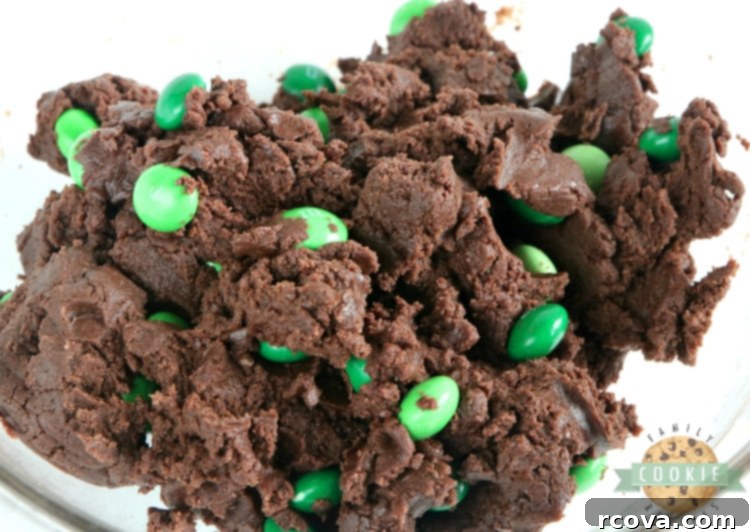 Effortless Mint Chocolate Cookies 3 Chocolate cake mix cookies generously studded with mint M&Ms