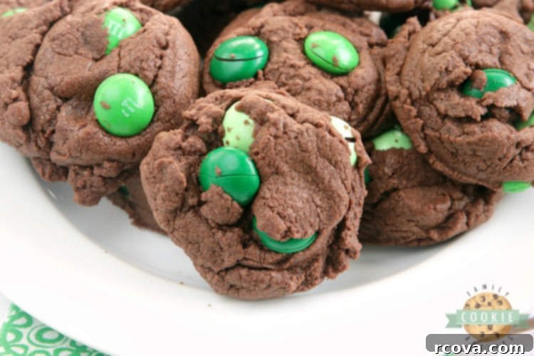 Effortless Mint Chocolate Cookies 7 A plate of freshly baked Mint Chocolate Cake Mix Cookies, ready to be enjoyed