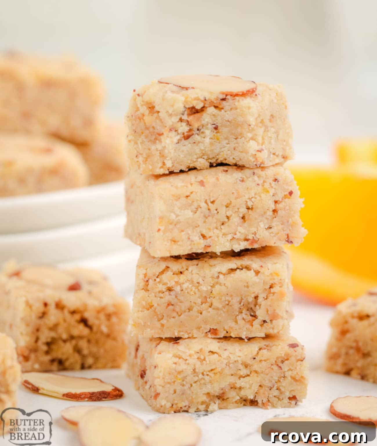 Zesty Almond Shortbread Delights 5 stack of almond citrus shortbread