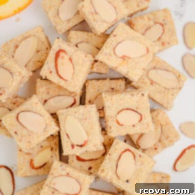 Zesty Almond Shortbread Delights 6 platter with almond citrus shortbread that's been cut into squares