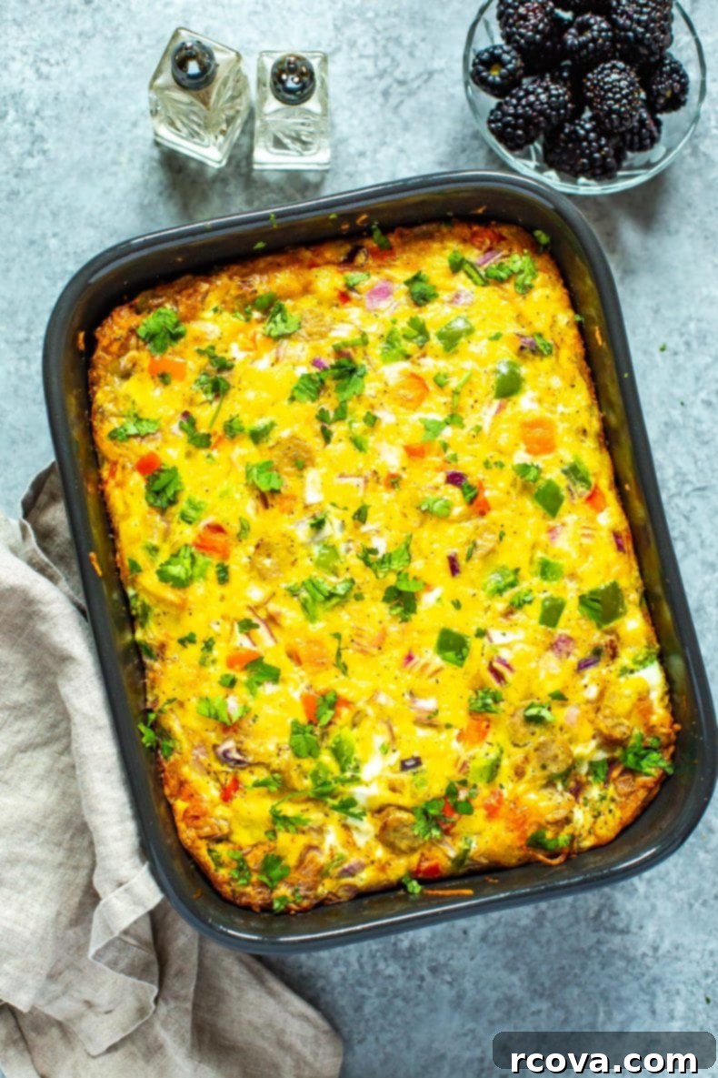 This Sausage Hashbrown Breakfast Casserole is made healthier thanks to turkey breakfast sausage and less cheese - it's a great meal prep idea that is also freezer-friendly! Hearty sausage hashbrown breakfast casserole, beautifully baked and ready for a comforting morning meal.