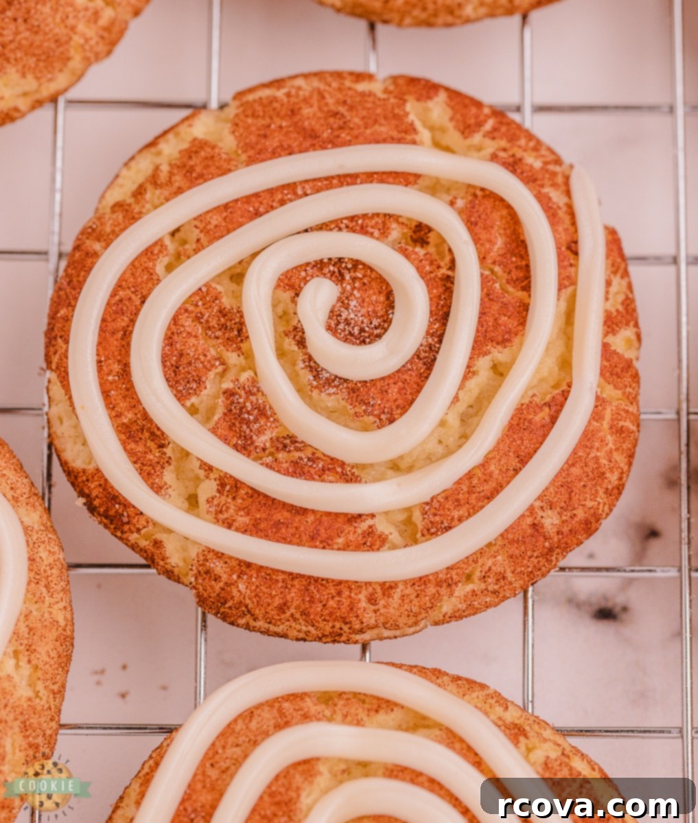Cinnamon Swirl Doodles 5 vanilla swirled icing on a snickerdoodle