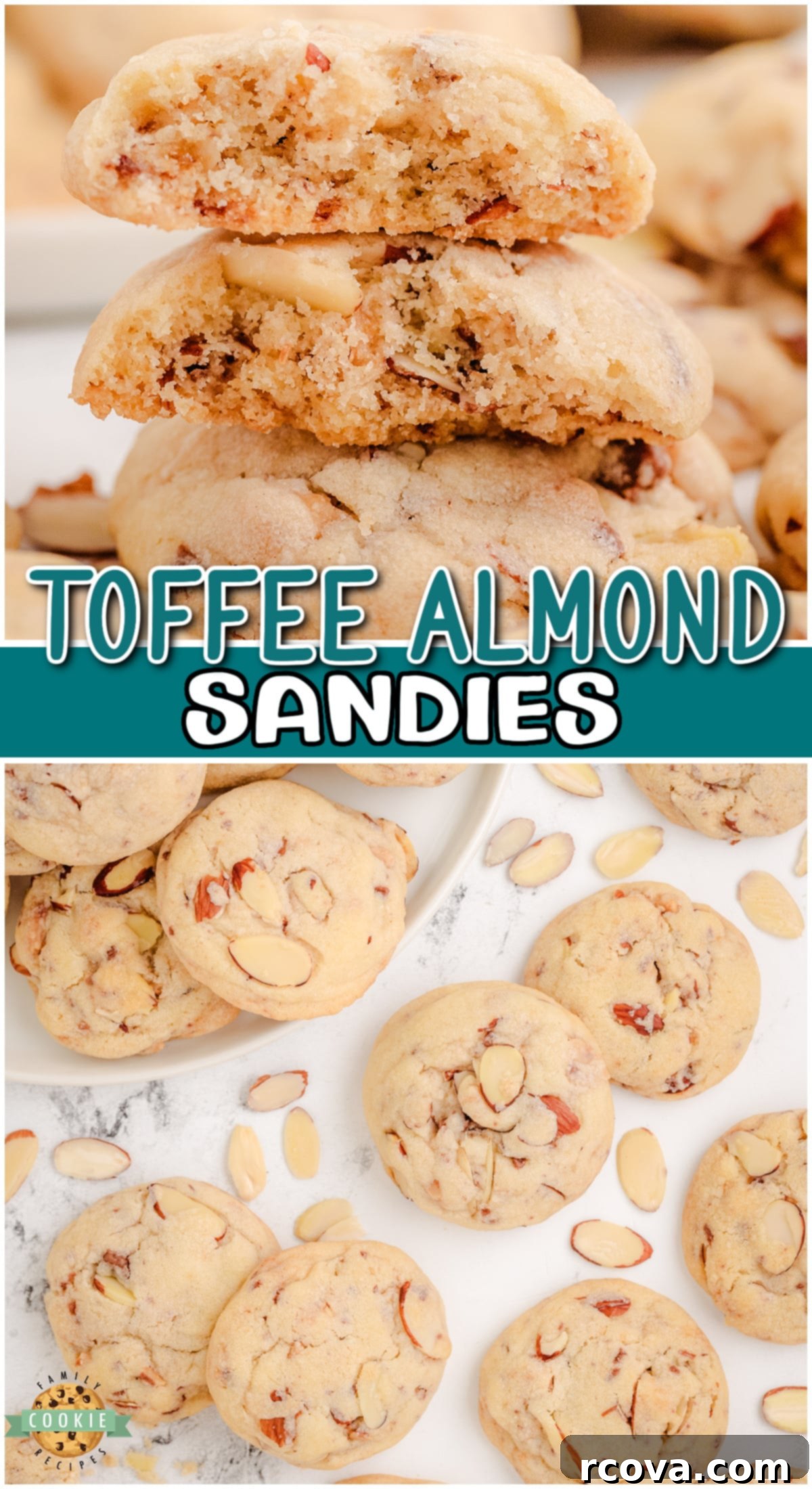 Buttery Toffee Almond Delights 8 A mouth-watering image of Toffee Almond Sandies, highlighting their perfect texture and delicious appeal, ready for pinning.
