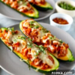 Quick and Flavorful Italian Zucchini Boats 11 Italian zucchini boats on a plate
