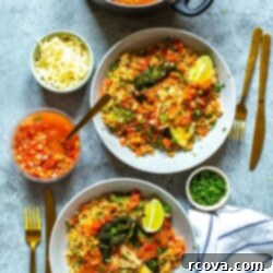 Quick & Flavorful Chile Rellenos 7 Skinny Chile Rellenos with melted cheese plated over Mexican rice with pico de gallo overtop. Bowls of cilantro, pico de gallo, cheese and red sauce on the side.