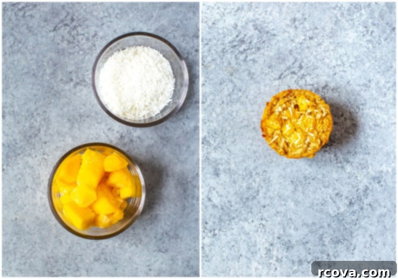 Five Flavor Baked Oatmeal Cups 11 Exotic Mango Coconut Baked Oatmeal Cups, offering a taste of the tropics for breakfast.