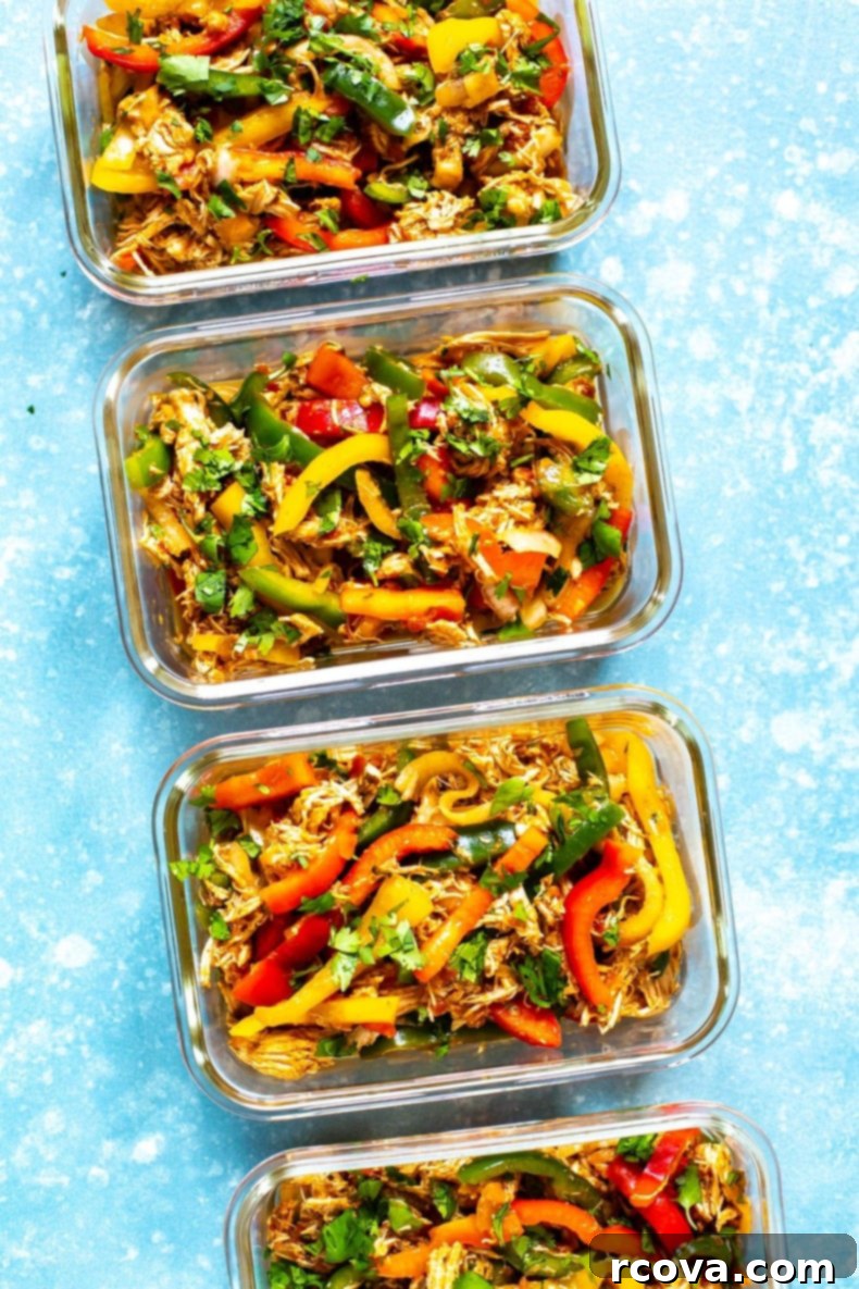 One-Pot Wonder Chicken Fajitas 8 Beautifully plated Crockpot Chicken Fajitas with fresh toppings like cilantro and cheese.
