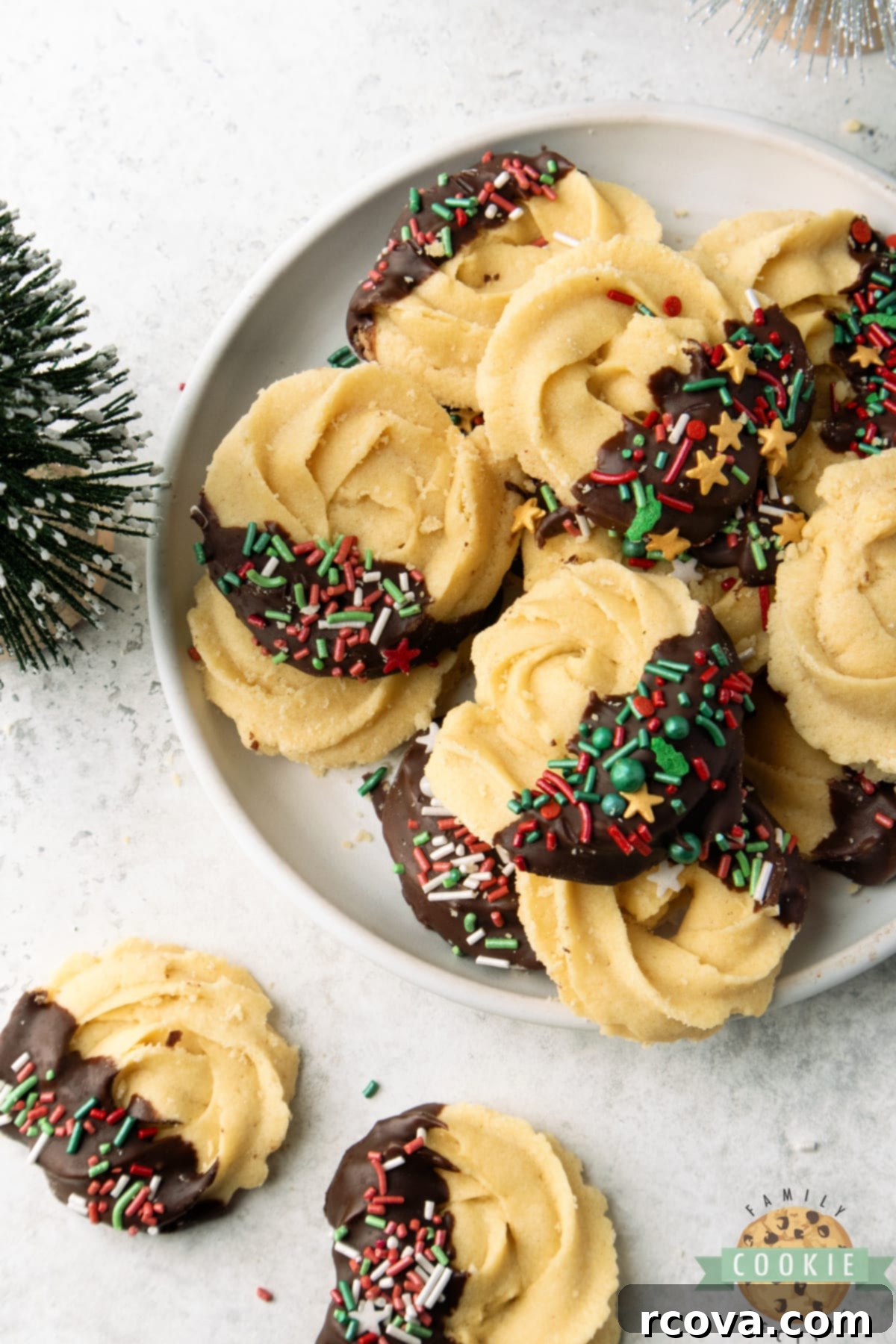 Classic Holiday Butter Cookies 11 Butter cookies dipped in chocolate.