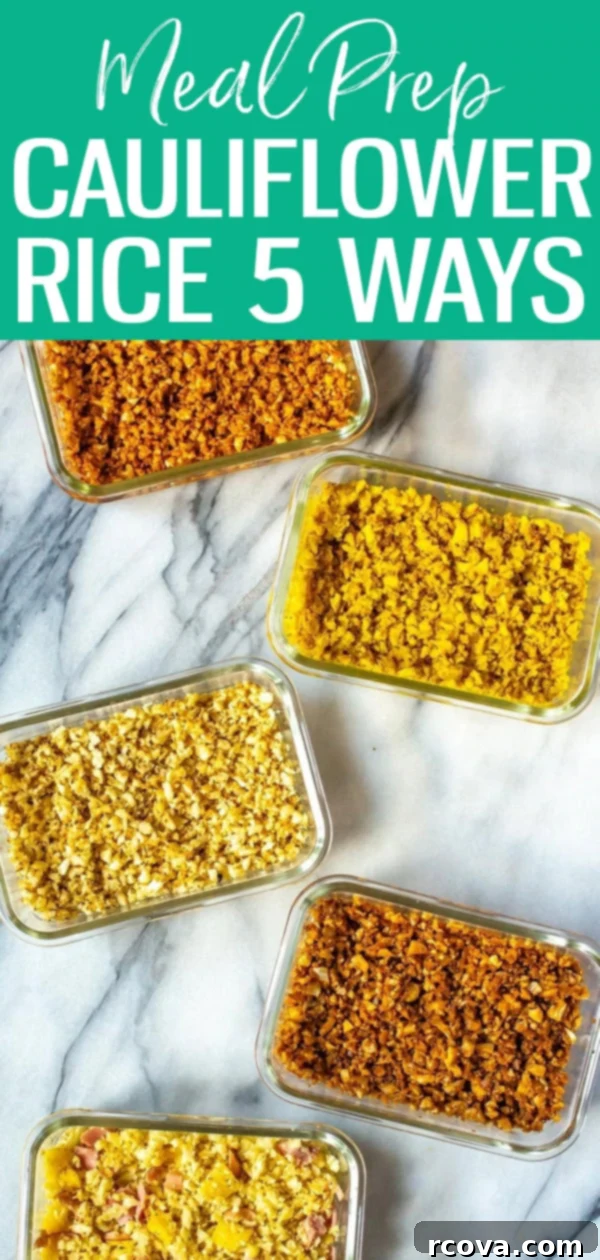 Cauliflower Rice Your Way: 5 Simple Methods 14 Learn how to make Cauliflower Rice 5 Ways! Choose from chili lime, ham & pineapple, Mediterranean, curried and garlic sesame seasonings. #cauliflowerrice #mealprep
