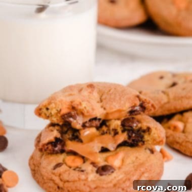 Chocolate Chip Cookies with a Gooey Caramel Heart 7 A delectable Caramel Chocolate Chip Cookie with a gooey caramel center.