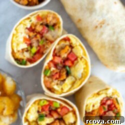 Ultimate Grab-and-Go Breakfast Burritos 11 overhead shot of breakfast burrito 3