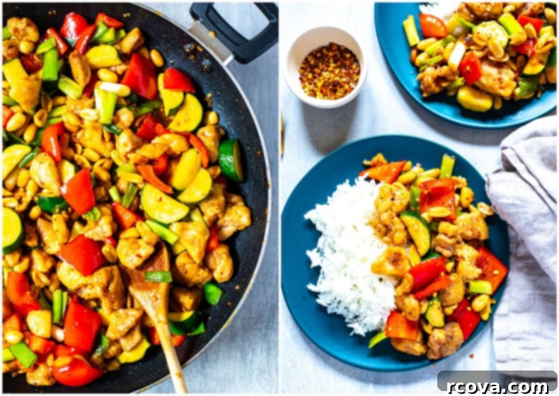 The Best Homemade Panda Express Kung Pao Chicken 8 A close-up of a serving of Kung Pao Chicken with vibrant colors.