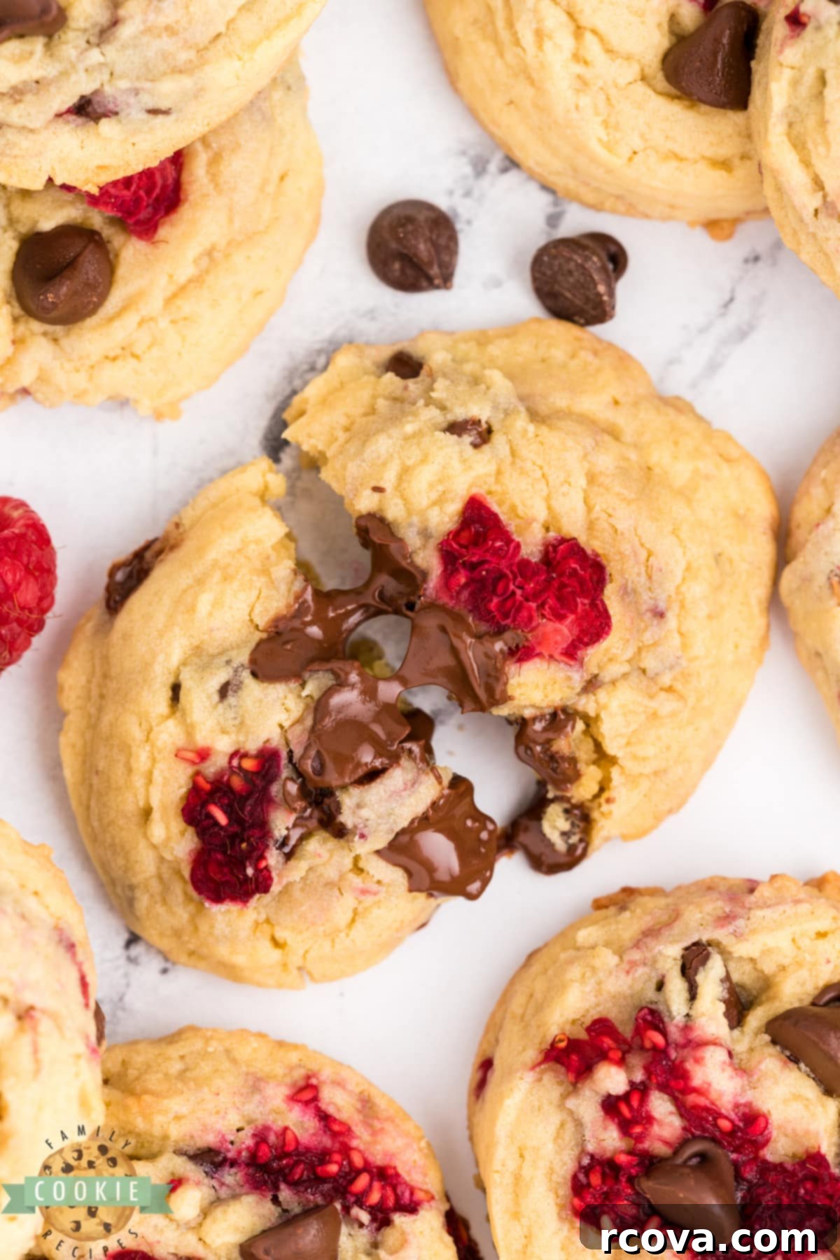 Sweet-Tart Raspberry Chocolate Chip Cookies 10 Delicious chocolate chip cookie recipe with raspberries, perfectly baked and ready to be enjoyed