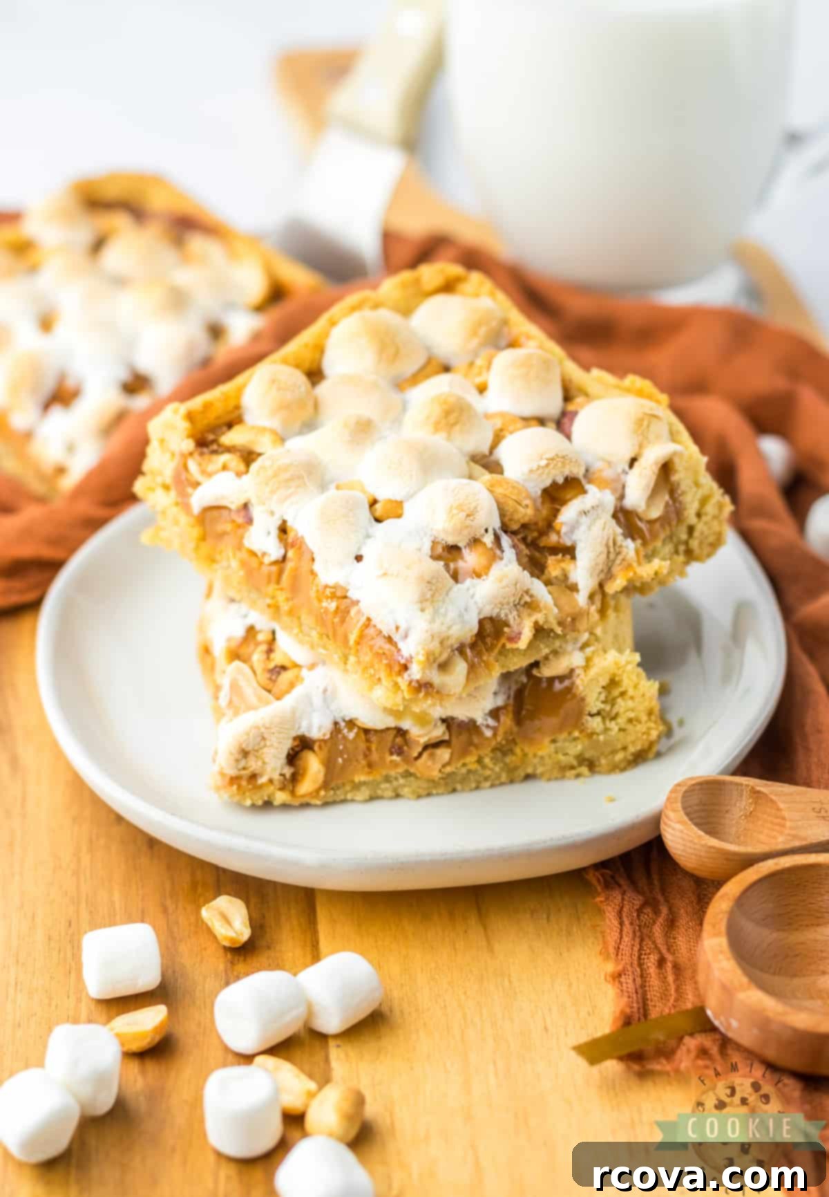 Irresistible Peanut Caramel Cookie Bars 2 Delicious Easy Peanut Caramel Cookie Bars with a chewy sugar cookie crust, melted caramel, crunchy peanuts, and soft marshmallows