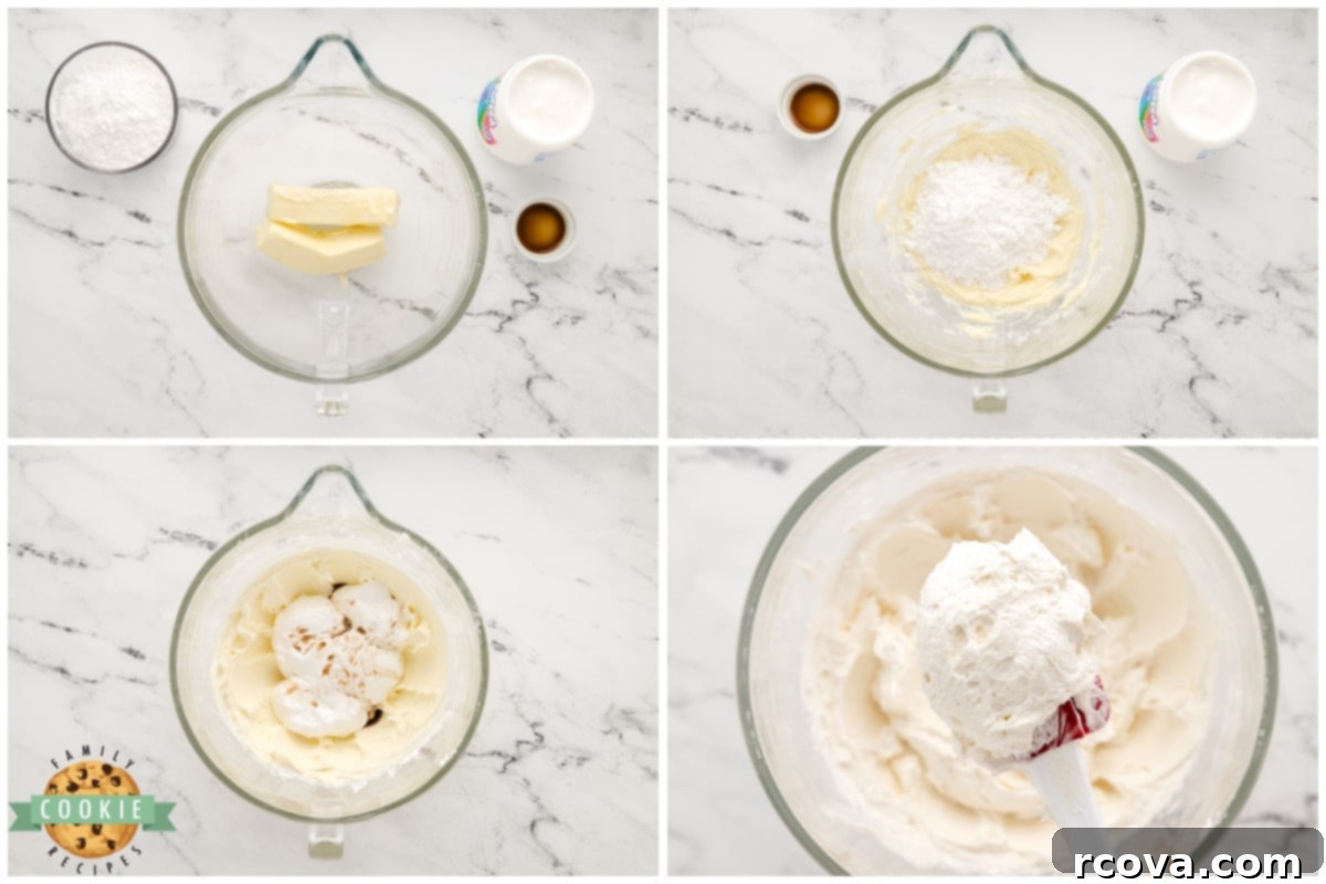 Dreamy Oatmeal Cream Cookies 8 Step-by-step instructions showing how to prepare the creamy marshmallow buttercream filling for oatmeal cream pies
