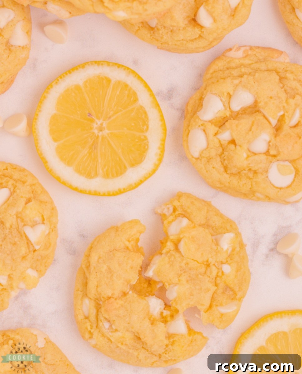 Velvet White Chocolate Lemon Dreams 2 Delightful white chocolate chip lemon pudding cookies, perfectly baked and ready to enjoy.
