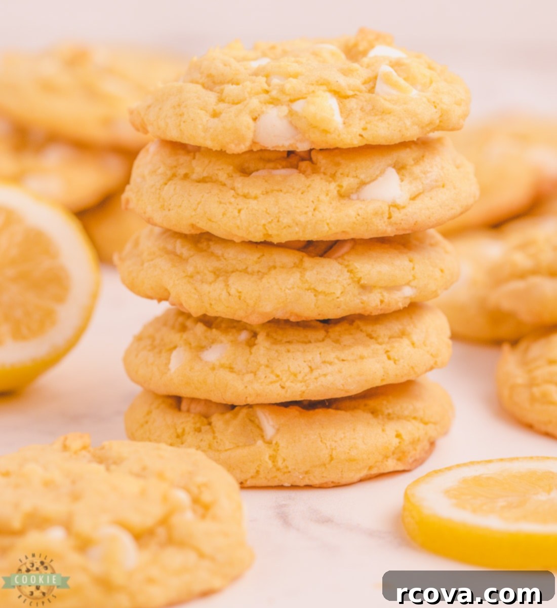 Velvet White Chocolate Lemon Dreams 11 Close-up of freshly baked Lemon Pudding Cookies on a cooling rack.