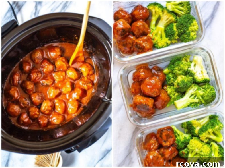 Sticky Honey Garlic BBQ Slow Cooker Meatballs 7 A serving of Honey Garlic BBQ Crockpot Meatballs in a decorative bowl