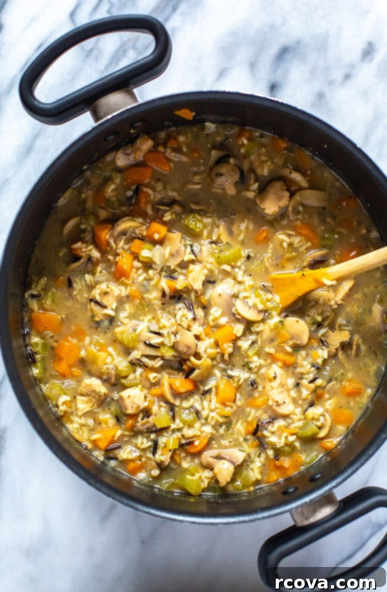 Effortless Comfort Chicken Wild Rice Soup 2 Comforting Chicken Wild Rice Soup in a bowl