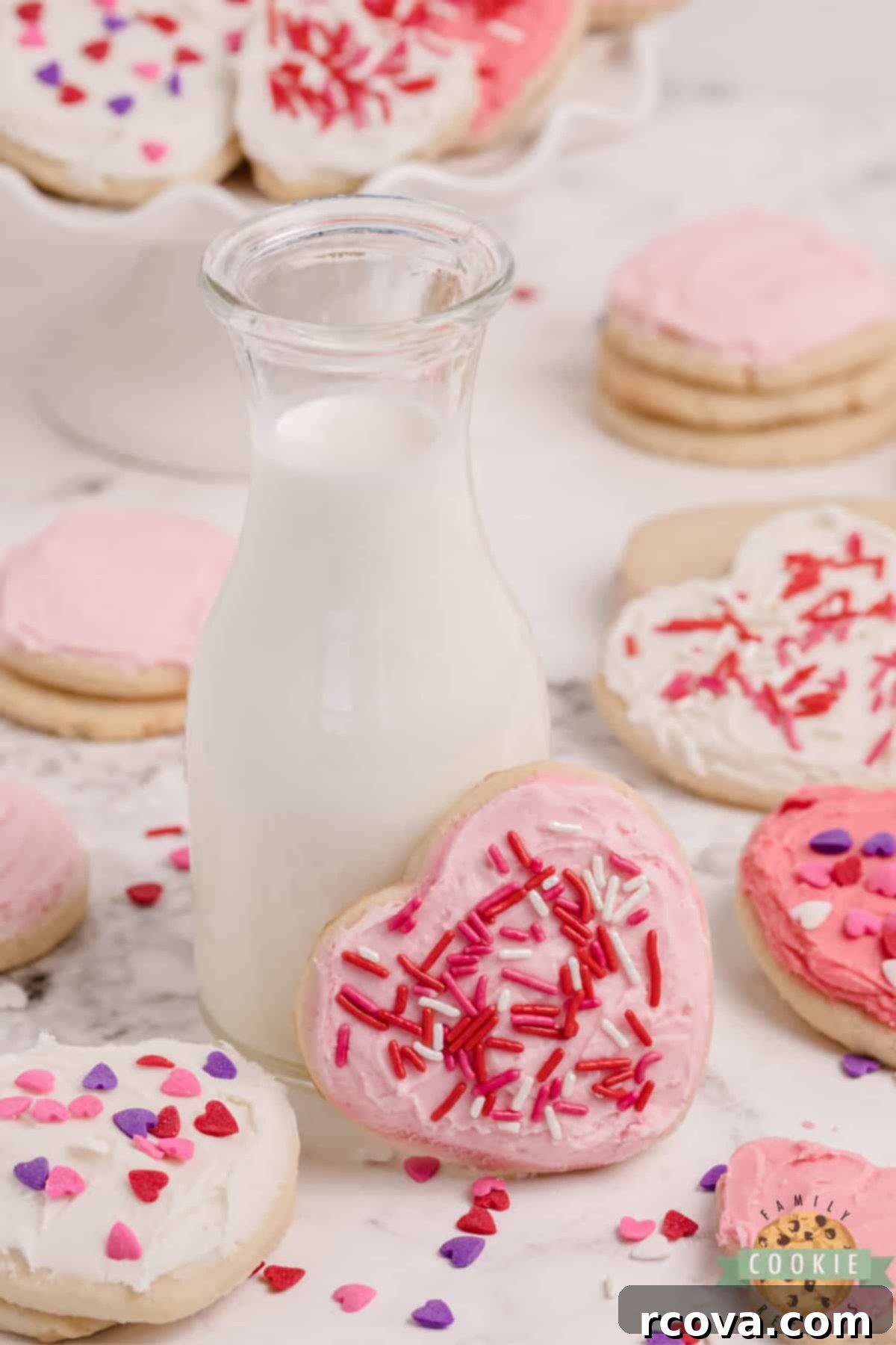 Love-Infused Sugar Delights 3 Close-up of a perfectly baked cream cheese sugar cookie, showcasing its soft texture and rich appearance.