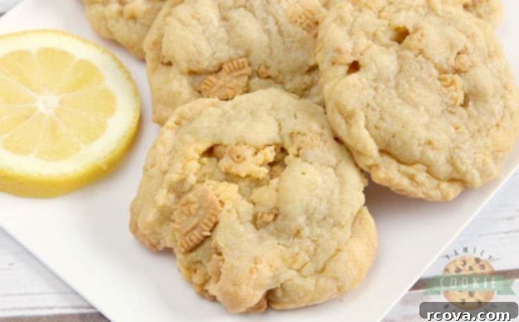 Zesty Lemon Burst Cookies 4 Double Lemon Cookies made with lemon pudding mix and crushed Lemon Oreos for lots of delicious lemon flavor! These cookies are soft, chewy and super easy to make too!
