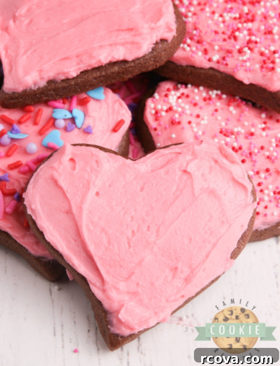 Sweet Valentine's Cookie Creations 14 Soft, rich Chocolate Sugar Cookies, perfect for cutting out holiday shapes and decorating with festive frosting.