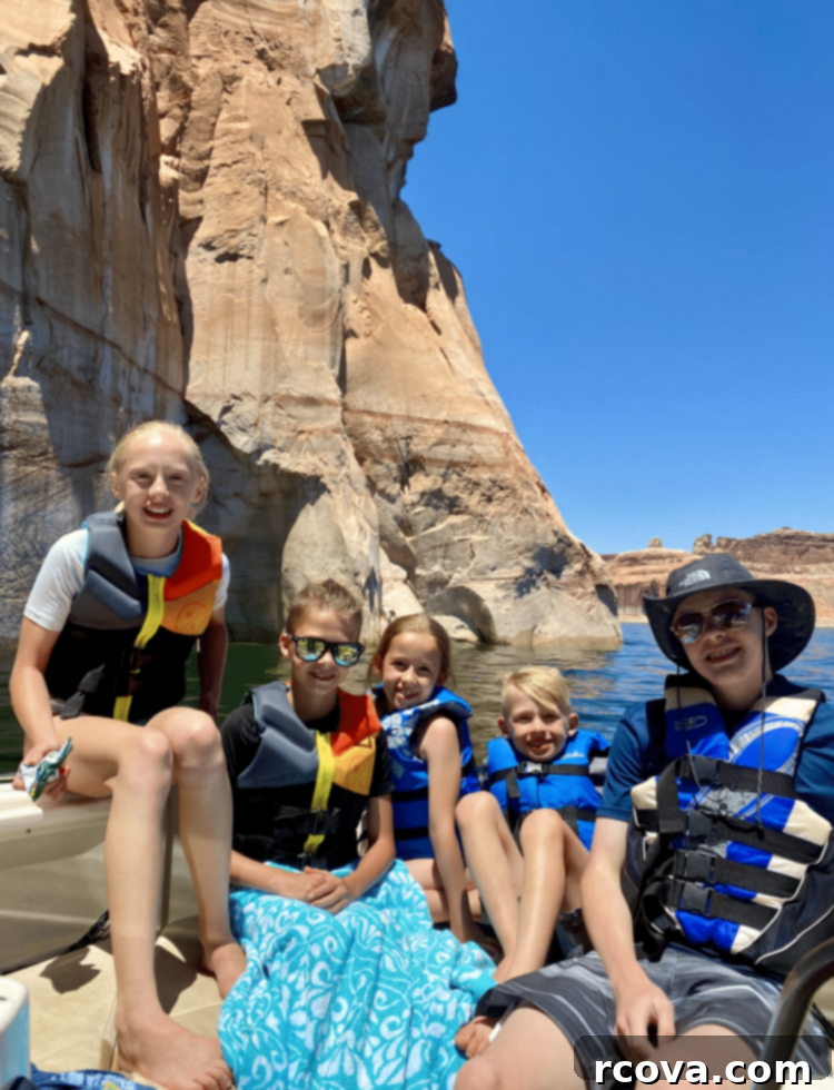 Cake Mix Magic Chocolate Cookies 12 Family enjoying a boat day on Lake Powell, surrounded by beautiful rock formations.