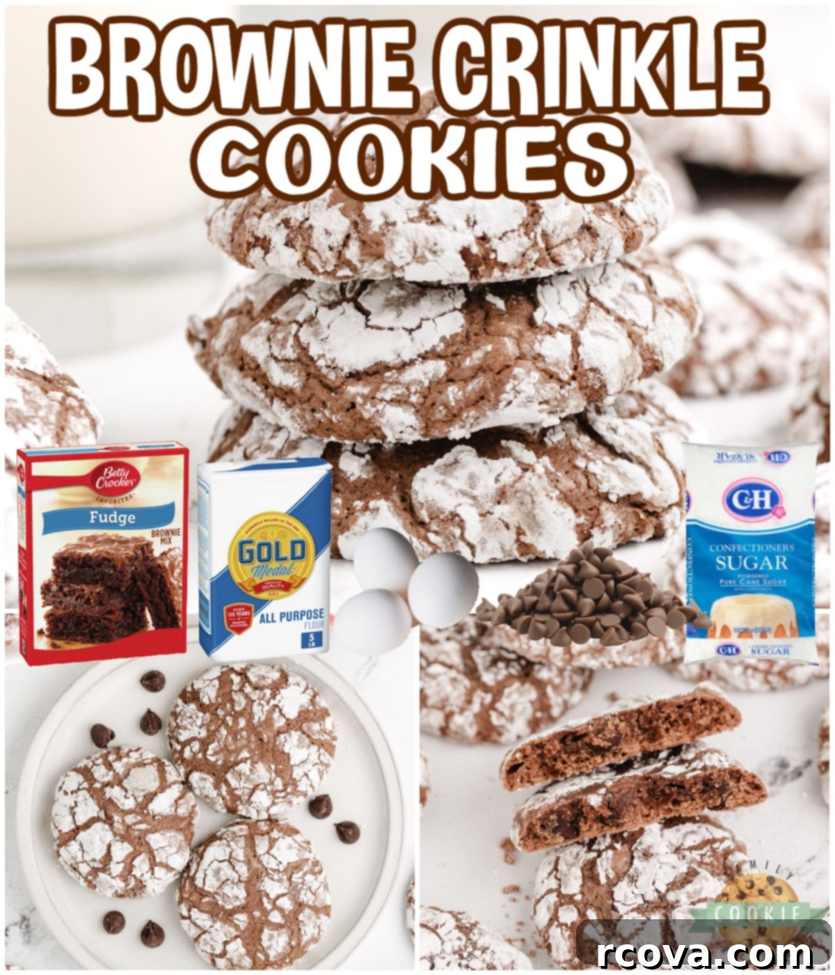 Fudgy Brownie Crinkles 7 Brownie Crinkle Cookies are rich, fudgy cookies that are rolled in powdered sugar. Made with a brownie mix, this delicious brownie cookie recipe is so easy to make!
