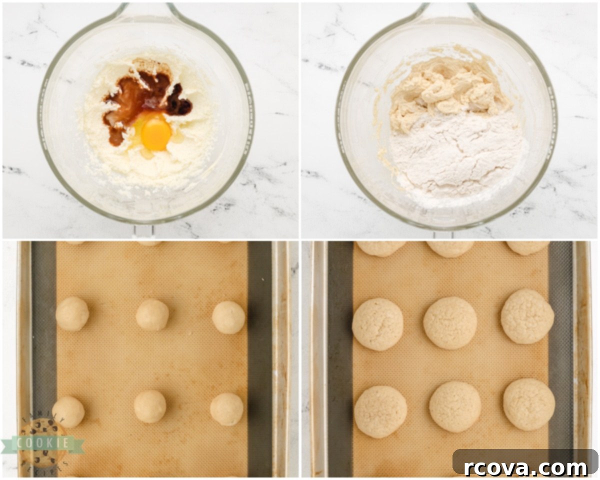 Homemade Nilla Wafers 4 A visual guide showing how to prepare the dough for copycat Nilla wafer cookies, from mixing ingredients to forming balls.