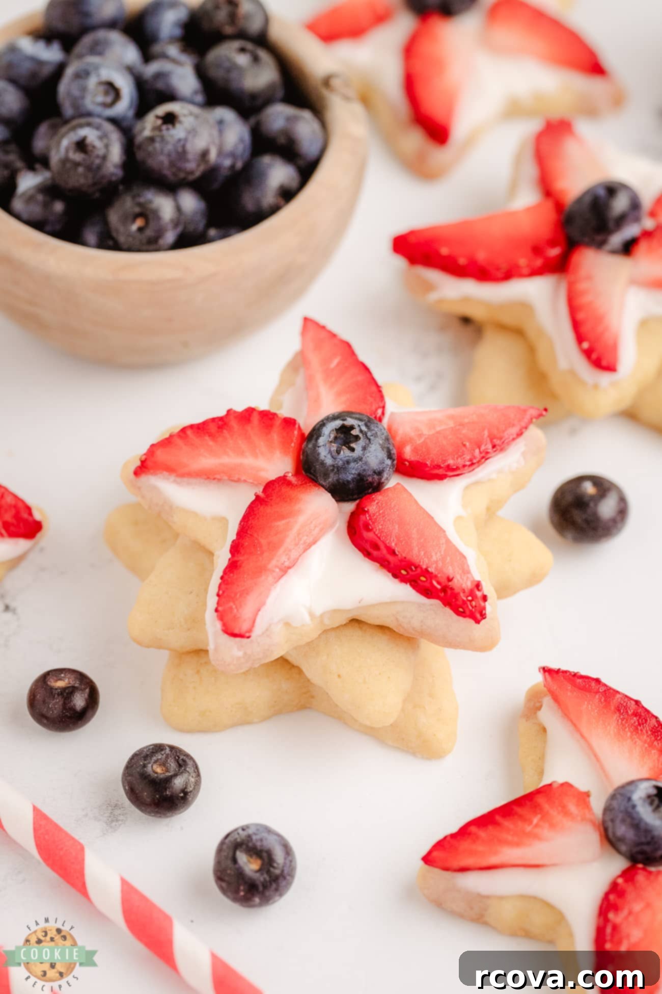 Star-Spangled Berry Cookies 3 buttercream frosted berry star cookies