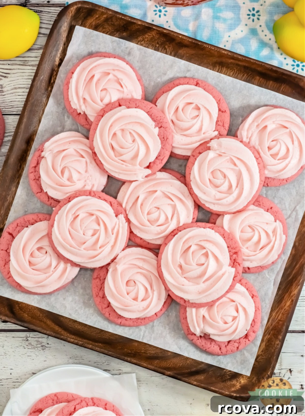 Zesty Pink Lemonade Delights 7 Pink cookies made with lemon extract.