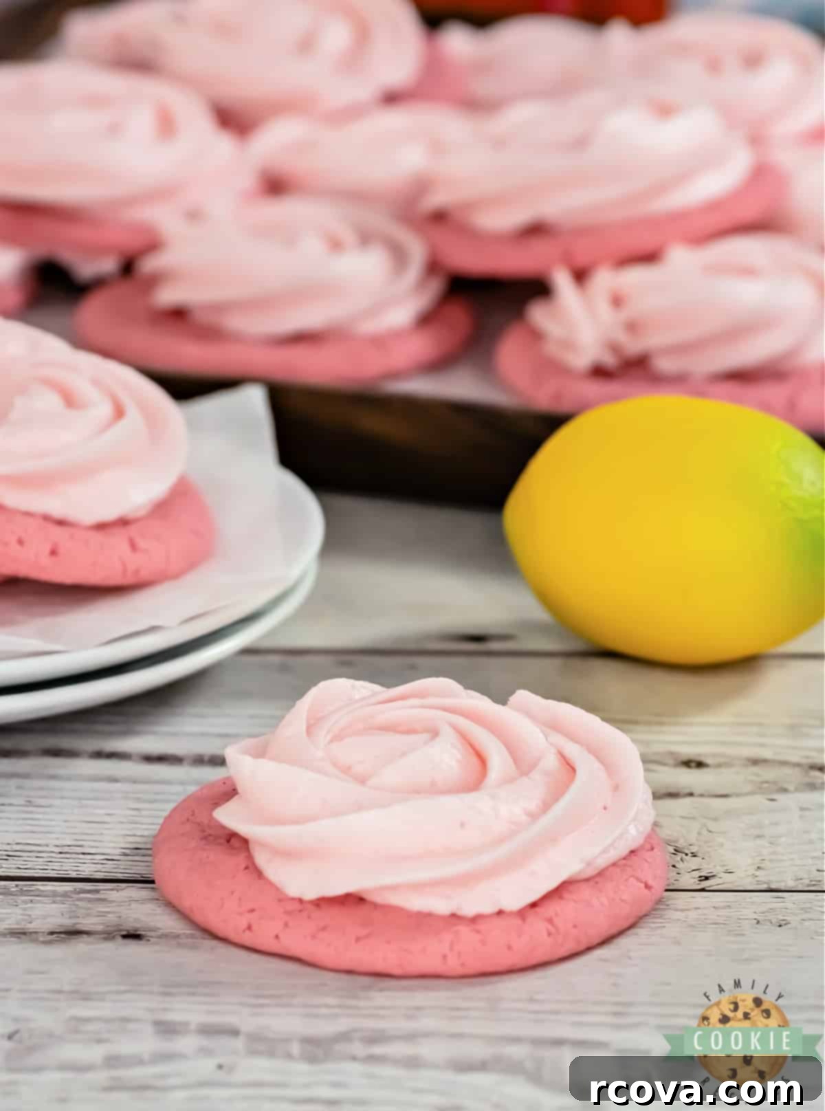 Zesty Pink Lemonade Delights 8 Pink Lemonade Cookies are soft, chewy, and packed with lemon flavor. Topped with a simple lemon frosting, these pink lemonade cookies are pretty, refreshing, and delicious.