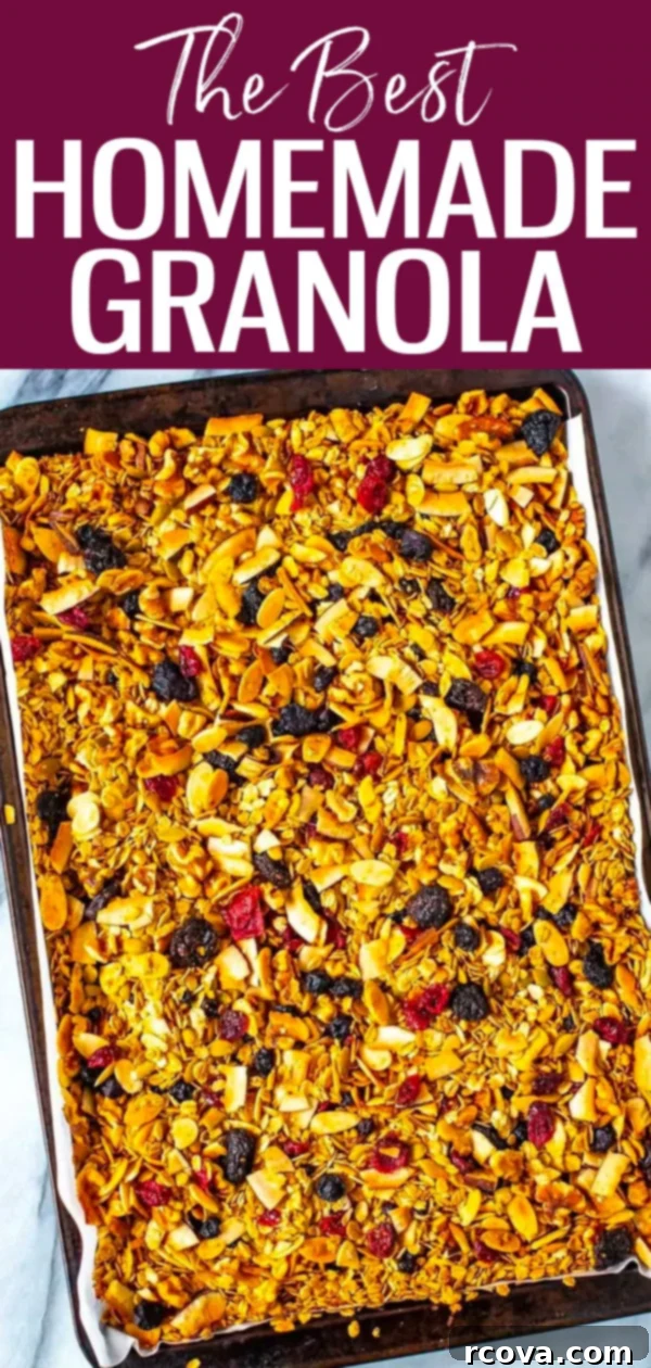 Your New Favorite Healthy Granola 10 This Healthy Homemade Granola is the best and so easy to make with no refined sugars – mix it all together then pop it in the oven! #homemadegranola