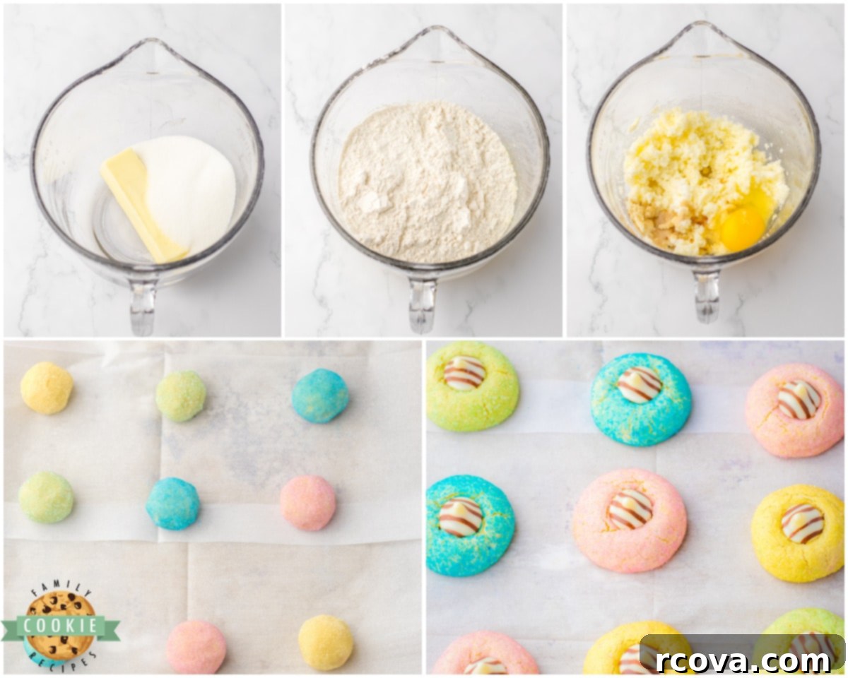 Dawn Blossom Delights 4 Step-by-step guide on how to make Easter Blossom cookies with Hershey Hugs