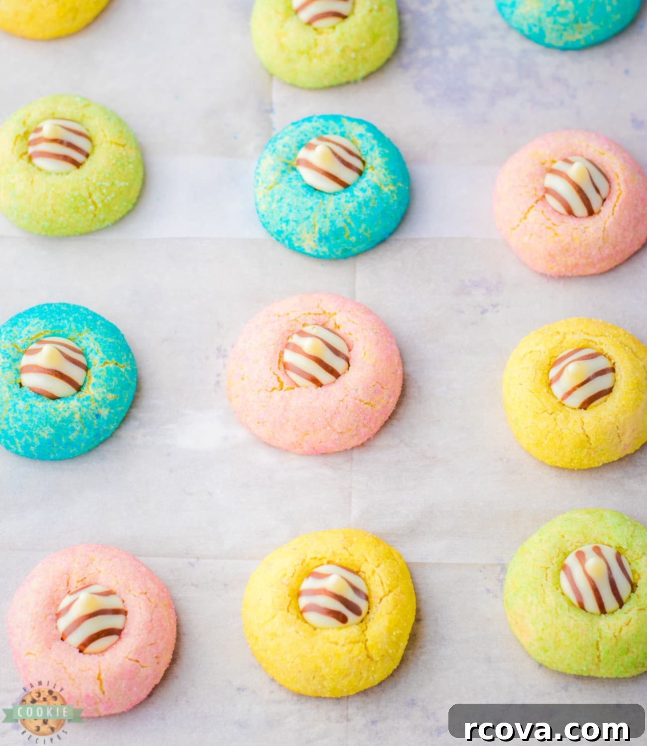 Dawn Blossom Delights 5 Easter Blossom Cookies on a baking sheet, ready for the oven