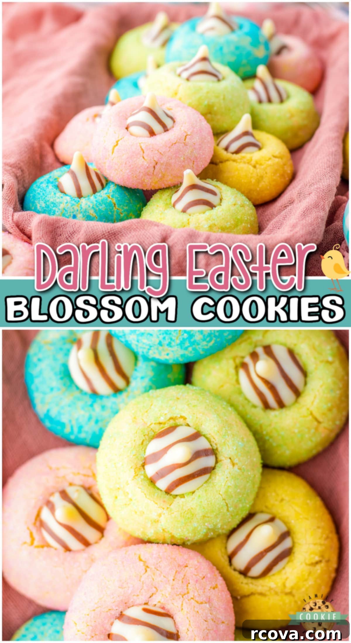 Dawn Blossom Delights 9 Festive Easter Blossom Cookies recipe featuring pastel sugar and Hershey's Kisses