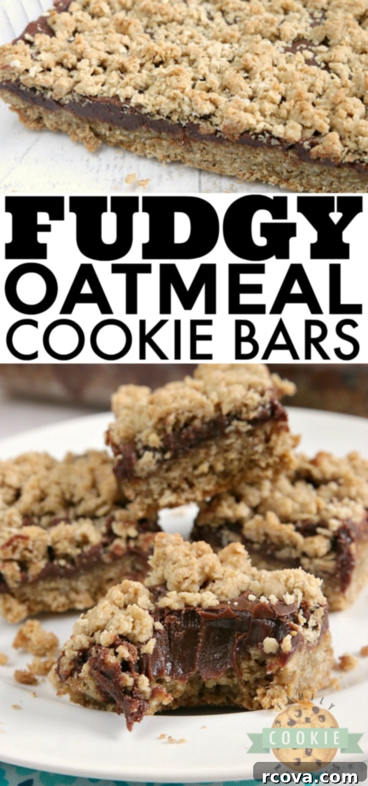 Chewy Fudgy Oat Bars 9 A large pan of Fudgy Oatmeal Cookie Bars, freshly baked and glistening with chocolate fudge, ready for slicing.