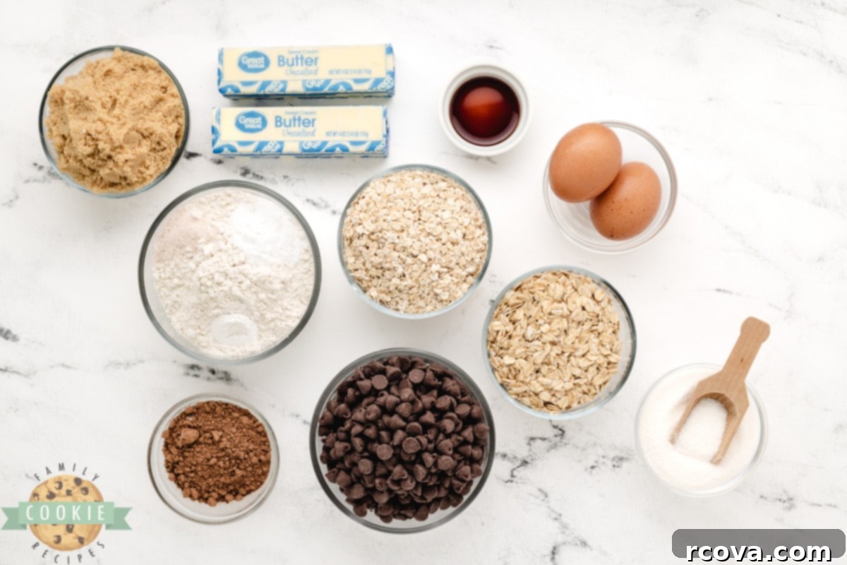 Decadent Double Chocolate Oatmeal Delights 4 Ingredients in Double Chocolate Oatmeal Cookies.