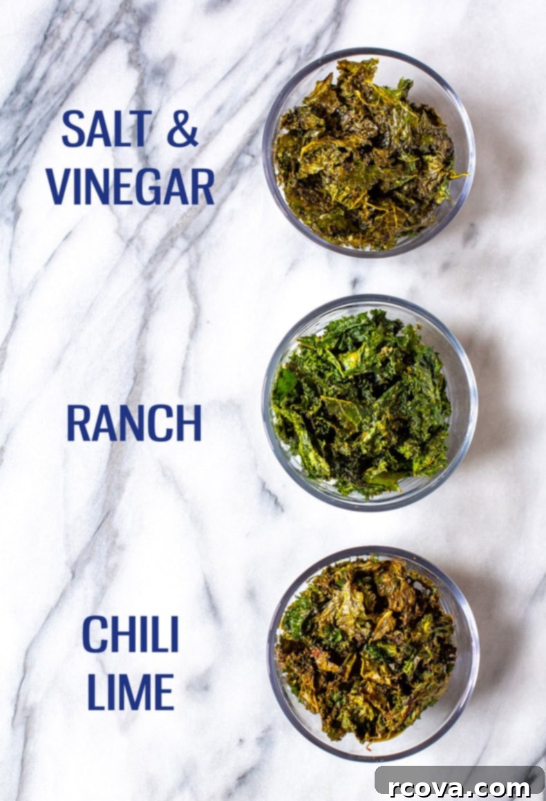 Crispy Baked Kale 2 Kale chips 3 ways