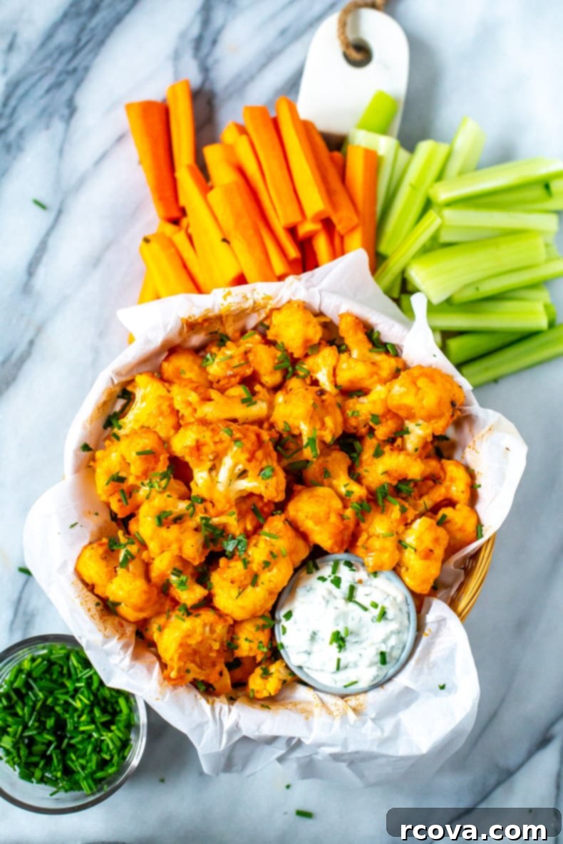 Spicy Baked Buffalo Cauliflower Wings 2 Crispy Baked Buffalo Cauliflower Bites with dip