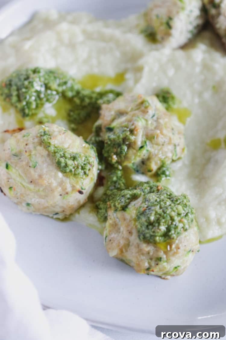 Delicious Air Fryer Chicken and Zucchini Meatballs 2 Delicious chicken and zucchini meatballs ready for serving