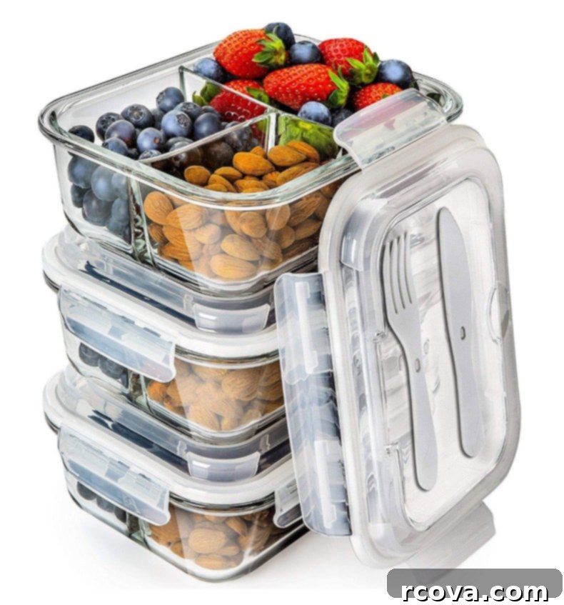 The Ultimate Guide to Meal Prep Containers 7 A selection of bento box containers, with different compartments, perfect for organizing varied meal prep components. Text overlay reads 'Best Meal Prep Containers to Keep Food Fresh'.
