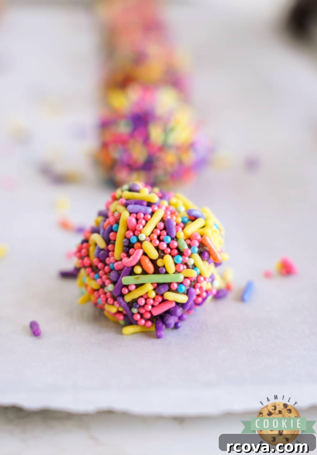 Decadent Easter Brownie Blossoms 6 Sprinkle coated brownie cookie dough ready to bake.