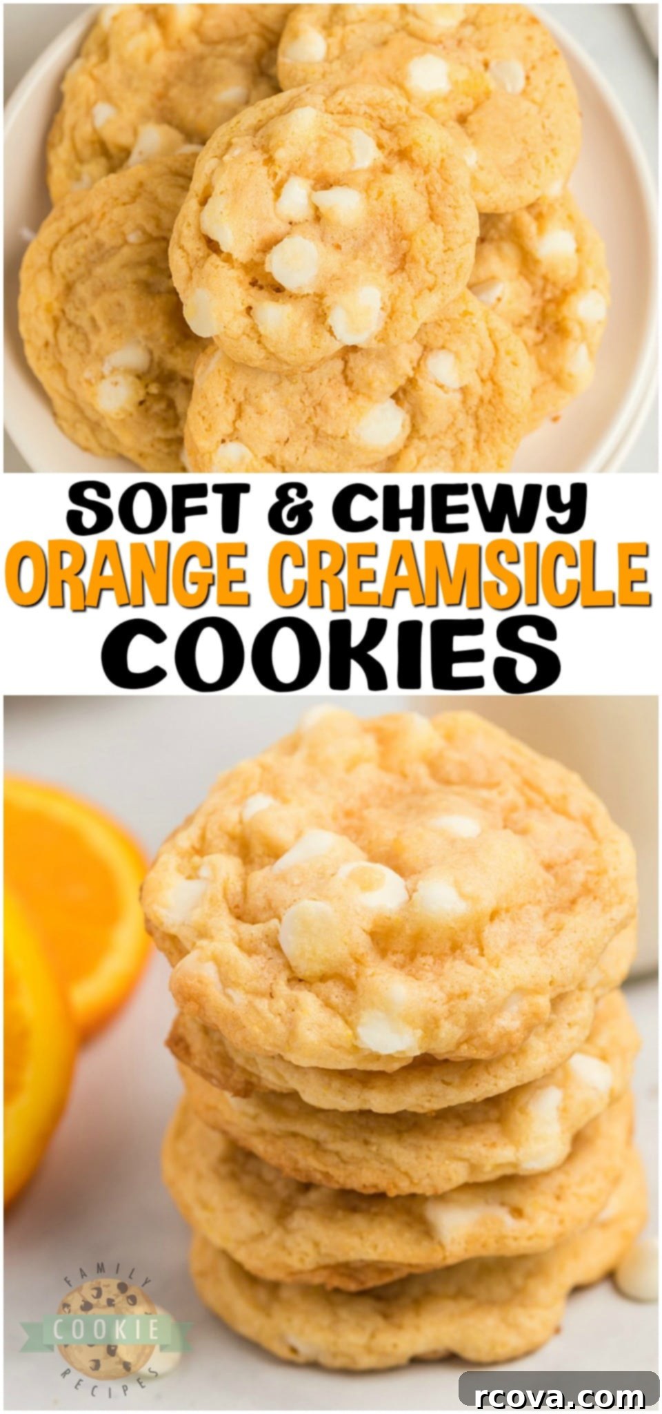 Zesty Orange Creamsicle Delights 15 Orange Creamsicle Cookies are creamsicles in cookie form! Soft & chewy cookies with bright orange flavor and sweet white chocolate chips.