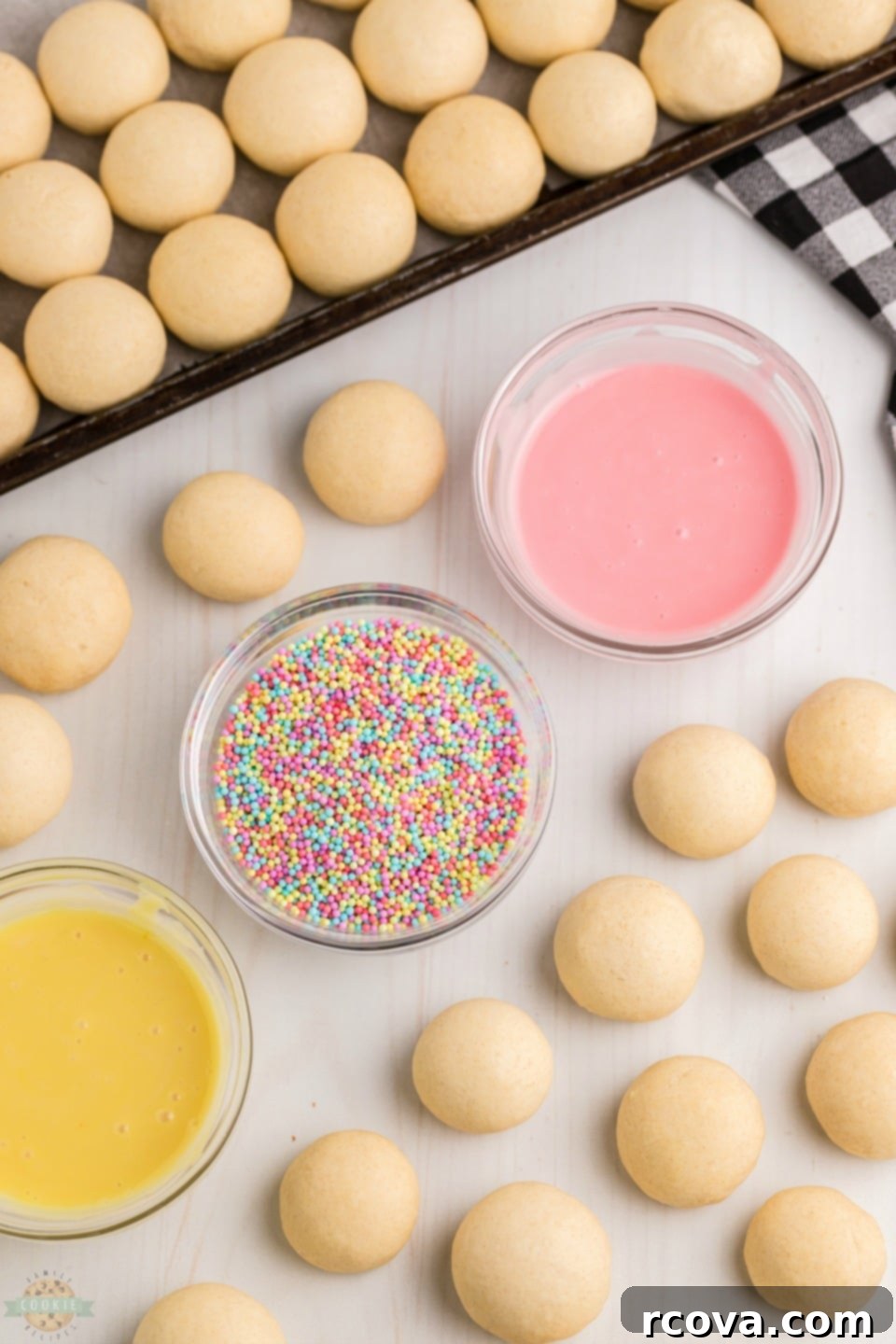 Classic Frosted Italian Cookies 6 Ingredients for Frosted Italian Cookies laid out, including eggs, oil, milk, and extracts.