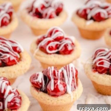 Golden Cherry Pie Bites 5 Delicious Cherry Pie Cookies with white chocolate drizzle.